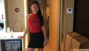 Beauty Katana strips black skirt and gets fucked from behind