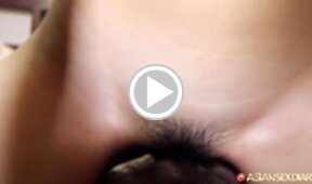 LBFM Zen sucking cock naked on bed and fucked on her back