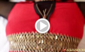 Ali bending over bed with panties lowered and fucked on her back